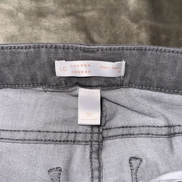 LC 10 Vintage Wash Gray Super Skinny Stretch Raw Hem Crop Denim Jeans - Picture 12 of 14